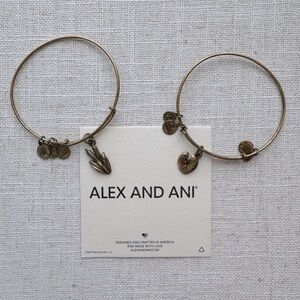 ALEX AND ANI Gold Charm Bracelets Lily Pad Sacred Garden Cattail Chunky Bangles